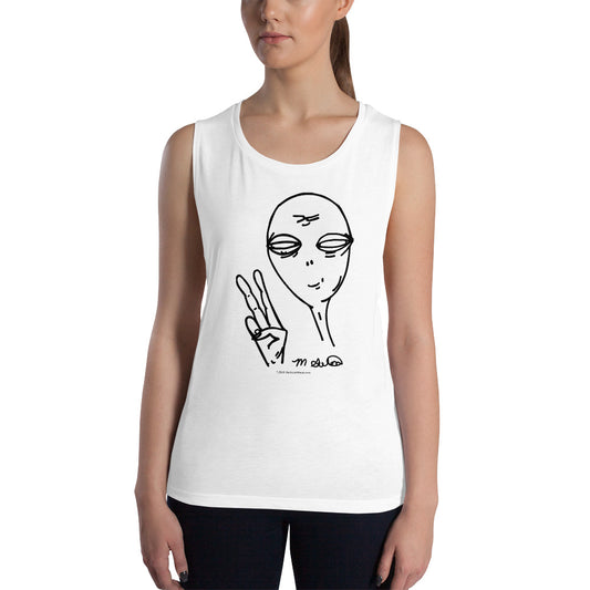 Peaceful Alien - Ladies’ Muscle Tank - Unminced Words